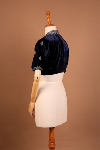 Midnight Blue silk velvet blouse