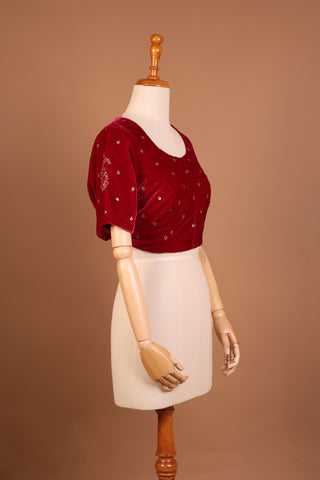 Ruby Red silk velvet blouse