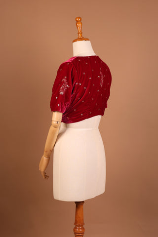 Ruby Red silk velvet blouse