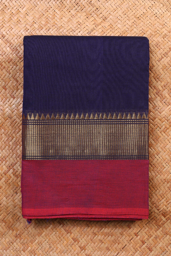Royal Blue and Red Chettinad Cotton Saree
