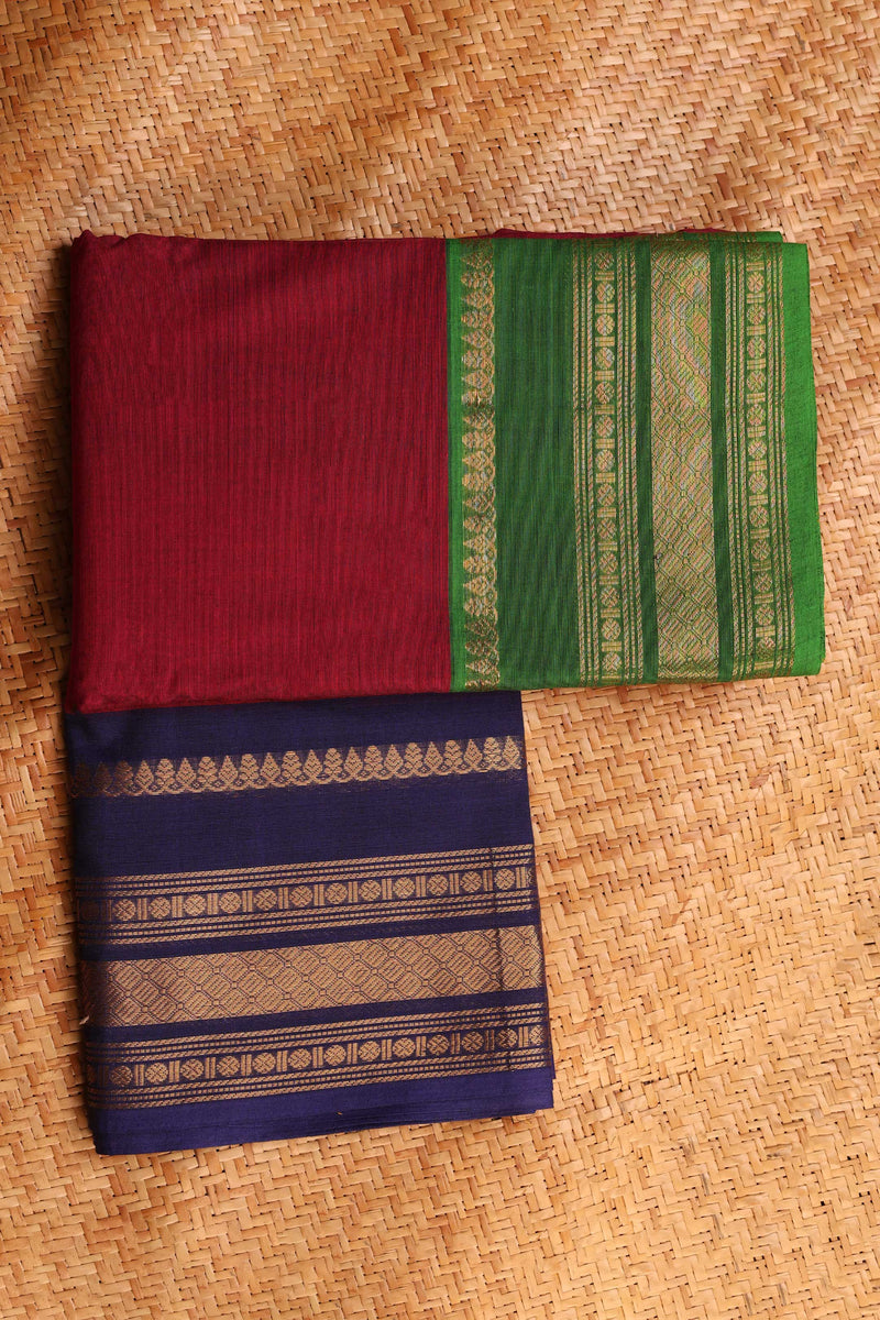 Deep Maroon Chettinad Cotton saree