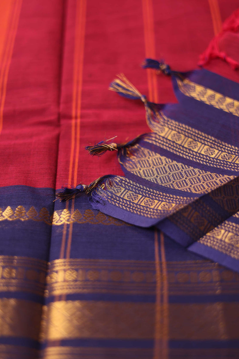 Deep Maroon Chettinad Cotton saree