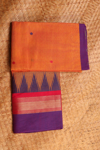 Earthy Purple and Orange Chettinad Cotton saree