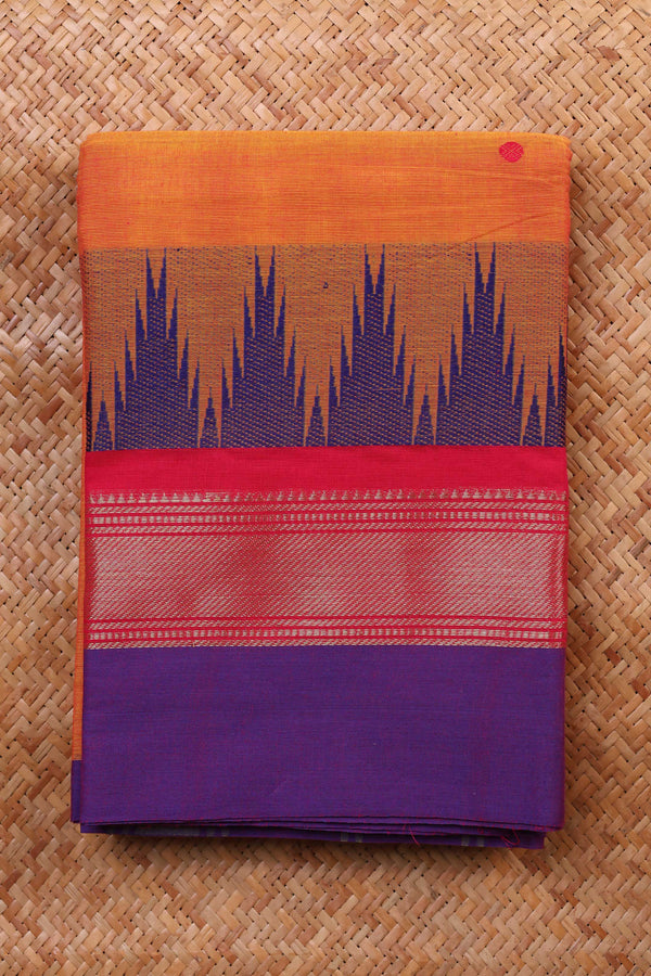 Earthy Purple and Orange Chettinad Cotton saree