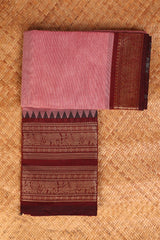 Onion Pink and Bergundy Chettinad Cotton saree