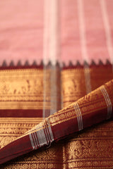 Onion Pink and Bergundy Chettinad Cotton saree