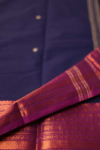 Midnight Blue and Rani Pink Chettinad Cotton saree