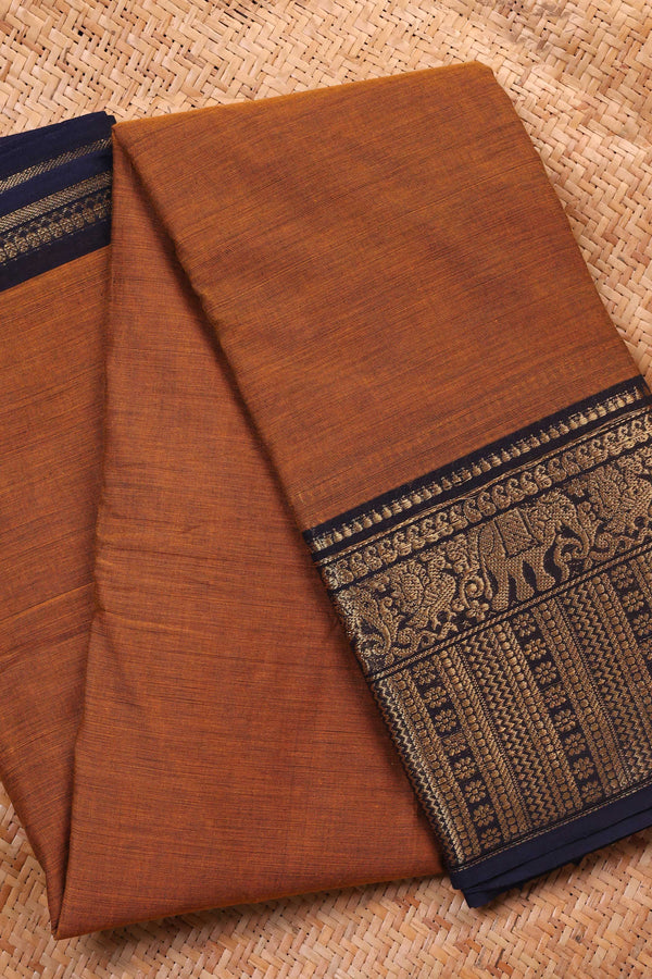 Earthy Mustard Yellow Chettinad Cotton saree