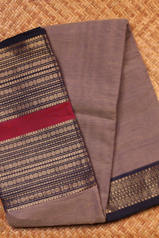 Earthy Grey and Black Chettinad Cotton saree