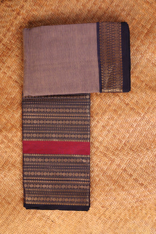 Earthy Grey and Black Chettinad Cotton saree