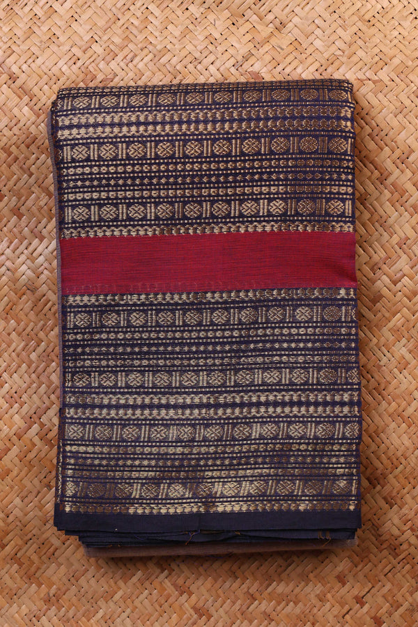 Earthy Grey and Black Chettinad Cotton saree