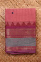 Earthy Blush Peach Chettinad cotton saree