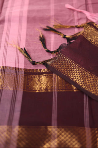 Earthy Pink and Deep Bergundy Chettinad Cotton saree