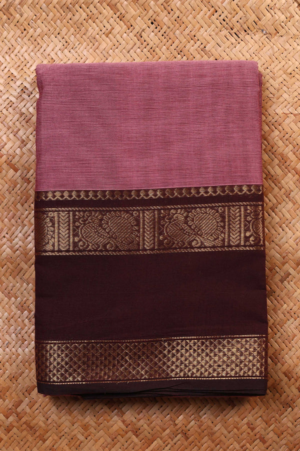 Earthy Pink and Deep Bergundy Chettinad Cotton saree