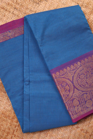 Earthy Blue and Mauve Chettinad Cotton saree