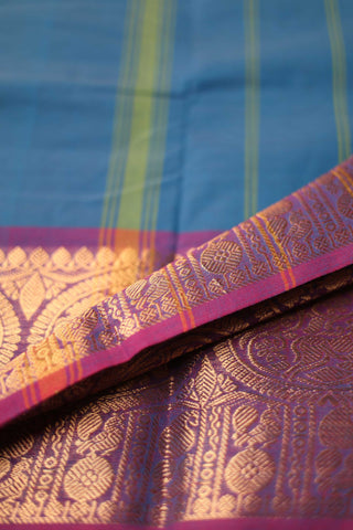 Earthy Blue and Mauve Chettinad Cotton saree