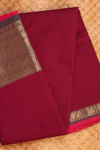 Earthy Deep Red Chettinad Cotton saree