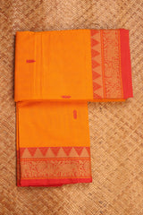 Golden Yellow and Orange Chettinad cotton saree