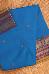 Earthy Cobalt Blue Chettinad cotton saree