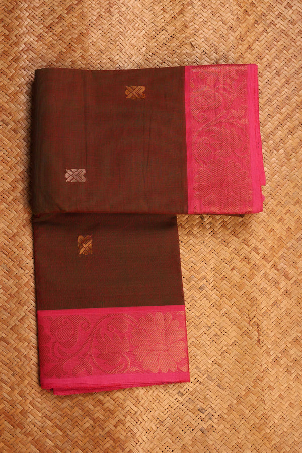 Mehendi Green and Pink Chettiinad cotton saree