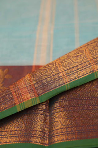 Earthy Blue Chettinad Cotton saree