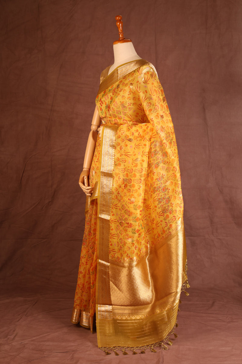 Yellow Organza Saree