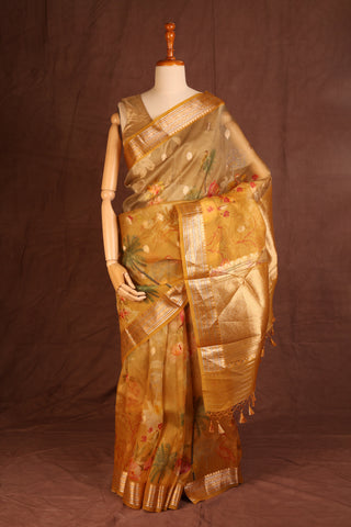 Yellow Organza saree