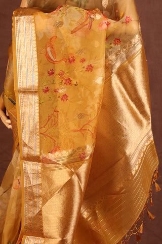 Yellow Organza saree