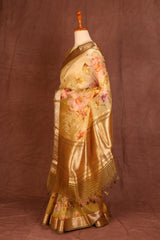 Lemon Yellow Organza saree