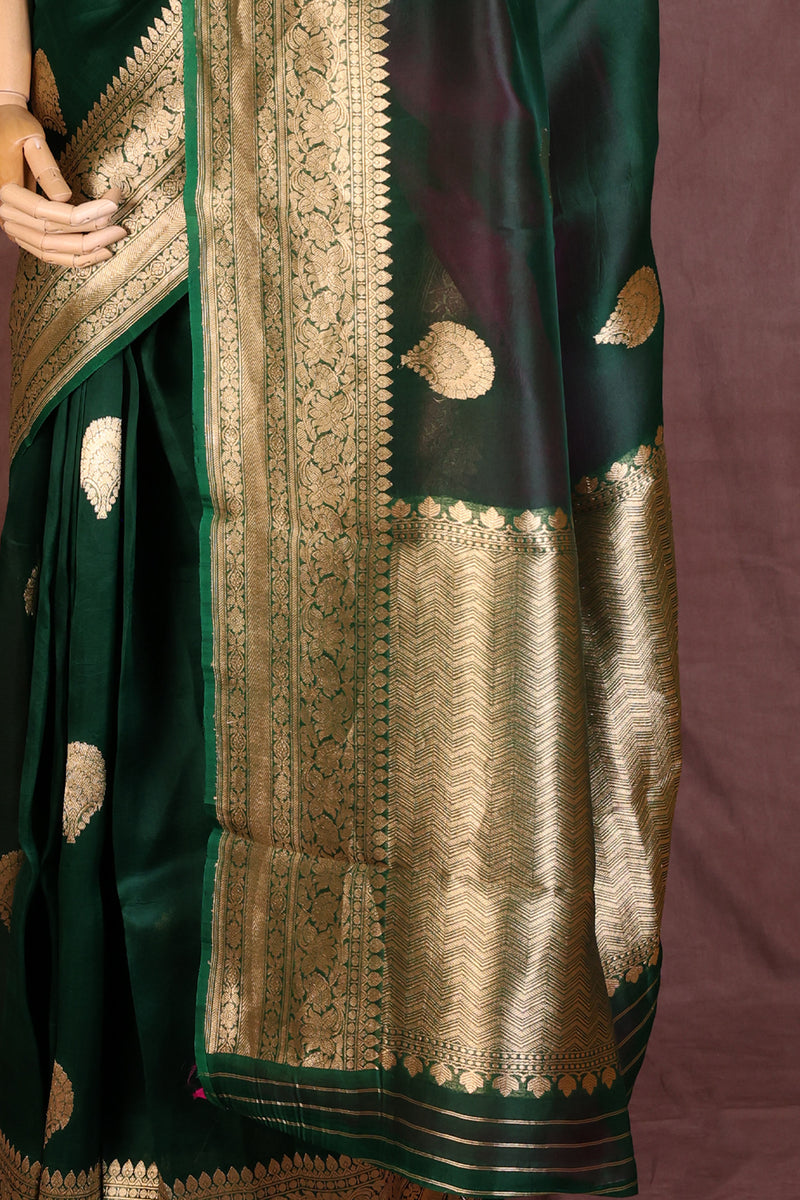 Emerald Green Organza saree