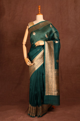 Teal Green Organza saree