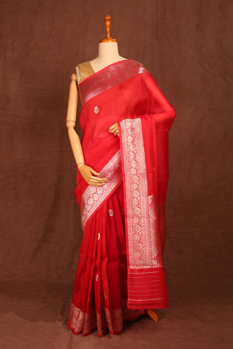 Red Organza saree