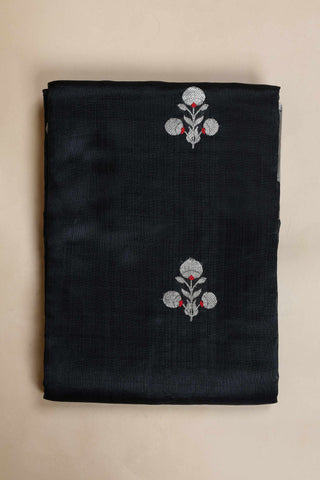 Black Chanderi Handloom Silk saree