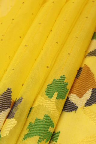 Yellow Muslin Handloom Jamdani saree