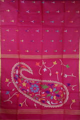 Red Muslin Handloom Jamdani saree