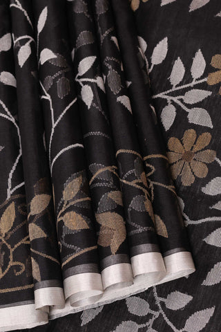 Black Muslin Handloom Jamdani saree