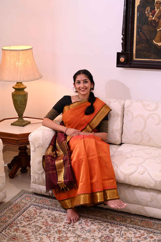 Orange Silk Cotton Saree