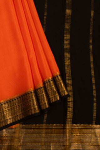 Luxurious Orange and Black Mysore Silk Saree