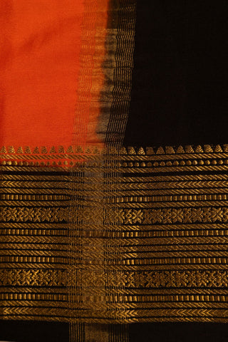 Luxurious Orange and Black Mysore Silk Saree