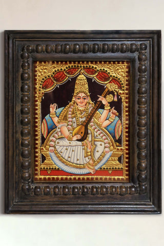 Devi Saraswati Tanjore painting