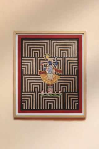 Hand-painted Pichwai painting of Lord Shrinathji