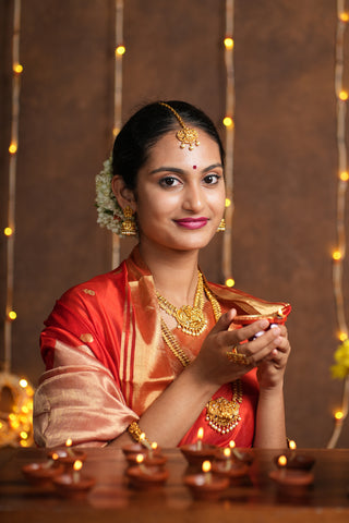 Bright Red Chanderi Silk saree