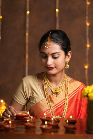 Bright Red Chanderi Silk saree