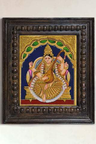 Goddess Saraswati Tanjore Painting