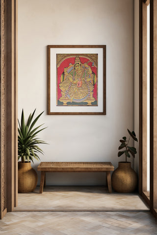 Goddess Saraswati with Veena Tanjore Painting