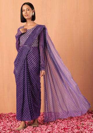 Pre-Draped Saree (With Attached Blouse)