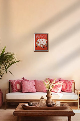 Hand-painted Pichwai Painting of Cow & Calf