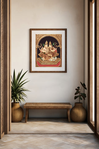 Kameshwara-Kameshwari Tanjore Painting