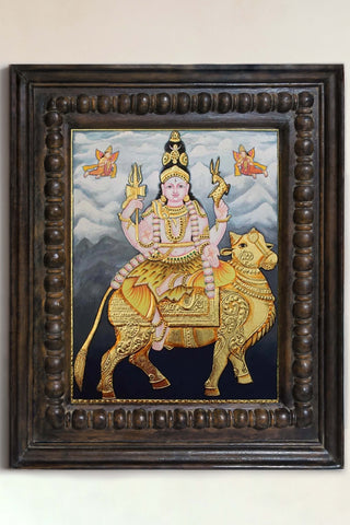 Lord Shiva Riding Nandi Tanjore Painting