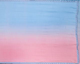 Light Sky Blue and Peach Pink Ombre Modal Silk Saree